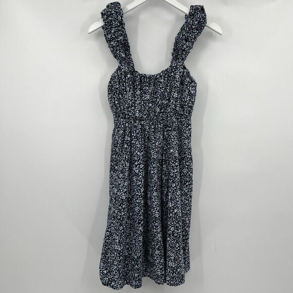 Abercrombie & Fitch Ditzy Floral Puff Strap Baby Doll Dress Blue Size Small Tall - Picture 2 of 10